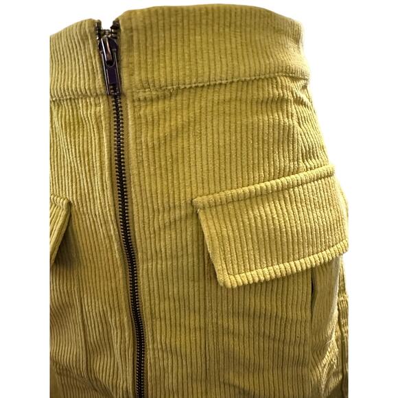 Moon River Lulu's Corduroy Zipper Skirt, 90's, Y2K, Chartreuse, NWT, Size L - Picture 3 of 8